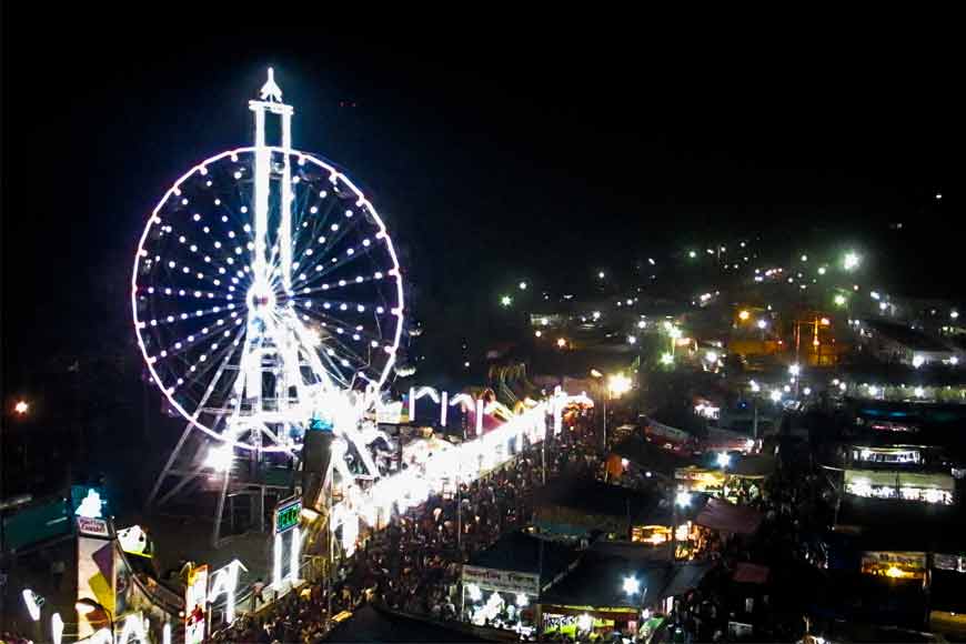 Poush Mela fairground in Santiniketan with Baul singers and craft stalls