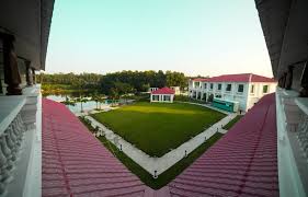 Poolside seating at sunset, Bolpur