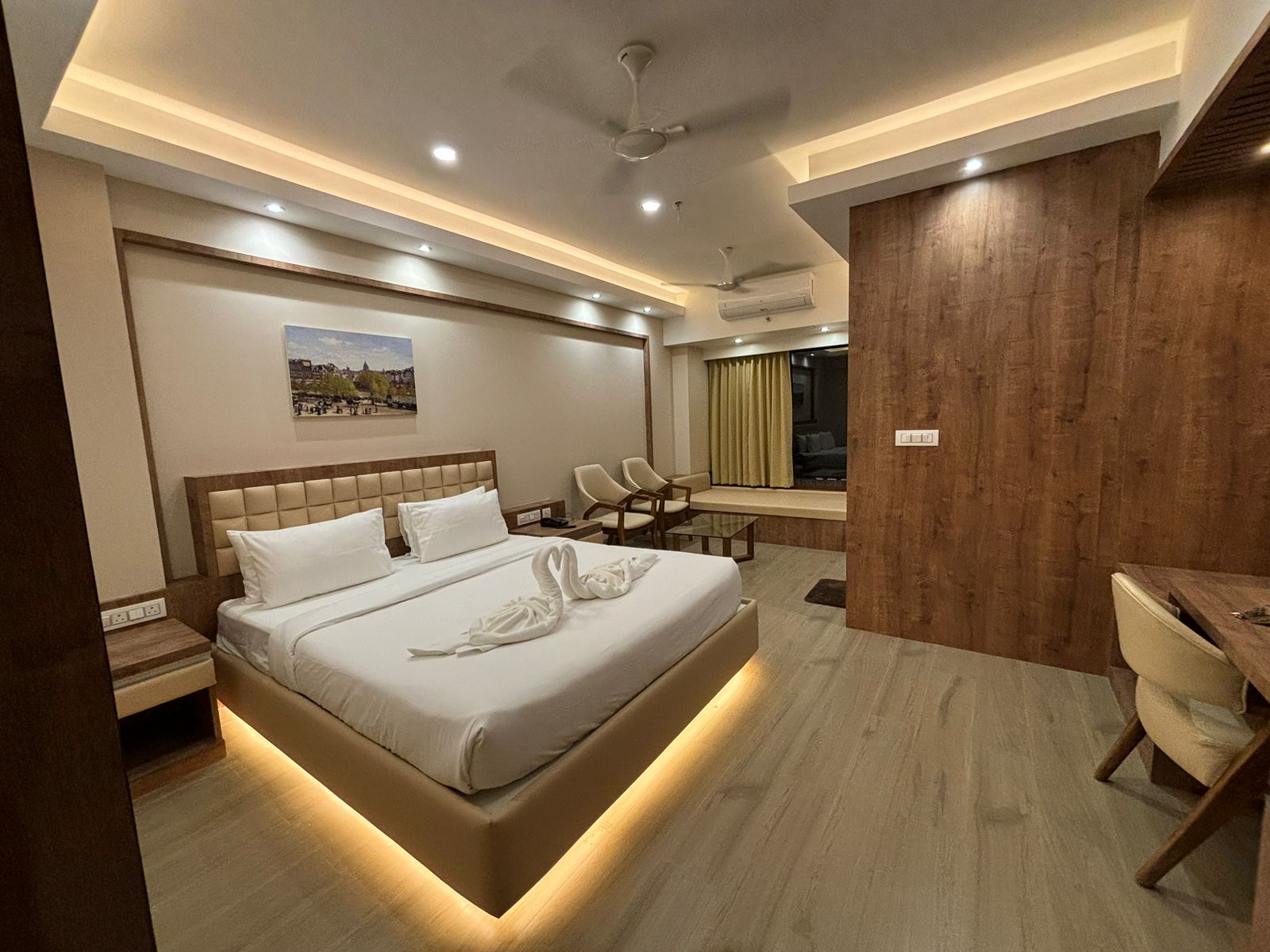 Spacious deluxe room at The Pearl Club Resort, Bolpur